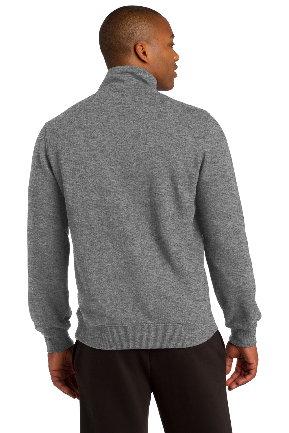 Sport-Tek ST253 Mens Fleece 1/4 Zip Sweatshirt Heather Vintage Grey Back