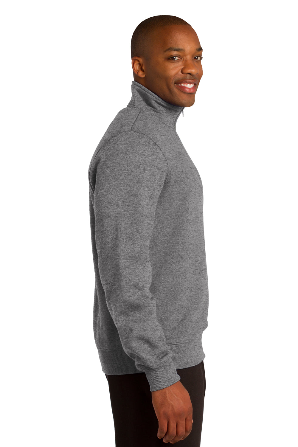 Sport-Tek ST253 Mens Fleece 1/4 Zip Sweatshirt Heather Vintage Grey Side