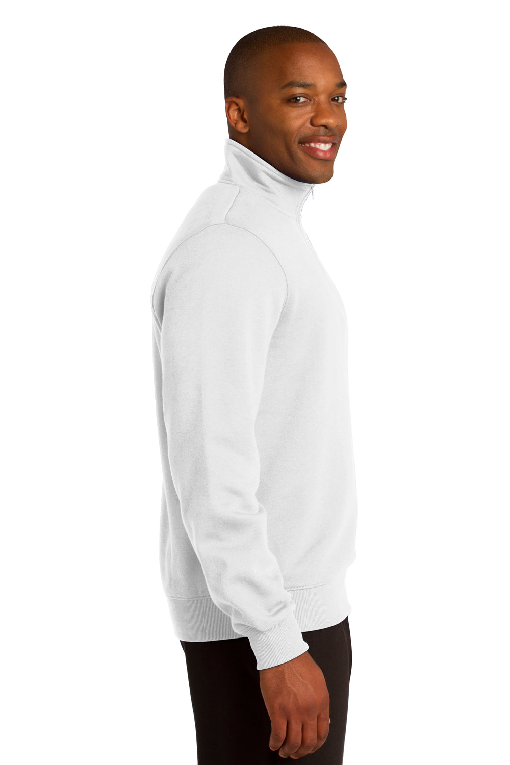 Sport-Tek ST253 Mens Fleece 1/4 Zip Sweatshirt White Side