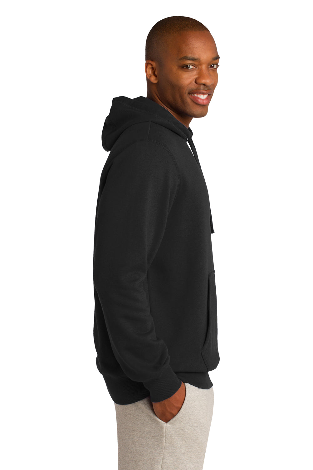 Sport-Tek ST254 Mens Fleece Hooded Sweatshirt Hoodie Black Side
