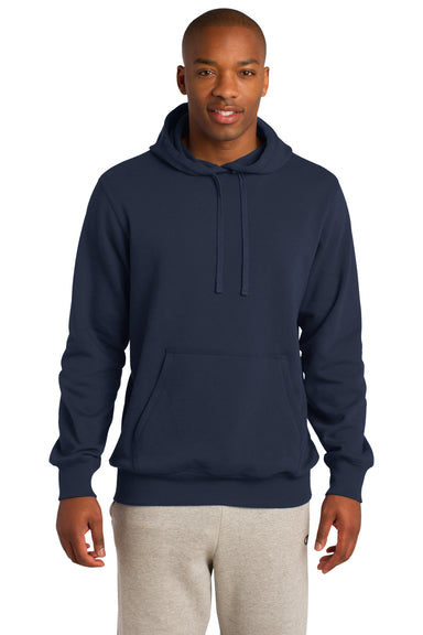 Sport-Tek ST254 Mens Fleece Hooded Sweatshirt Hoodie Navy Blue Front