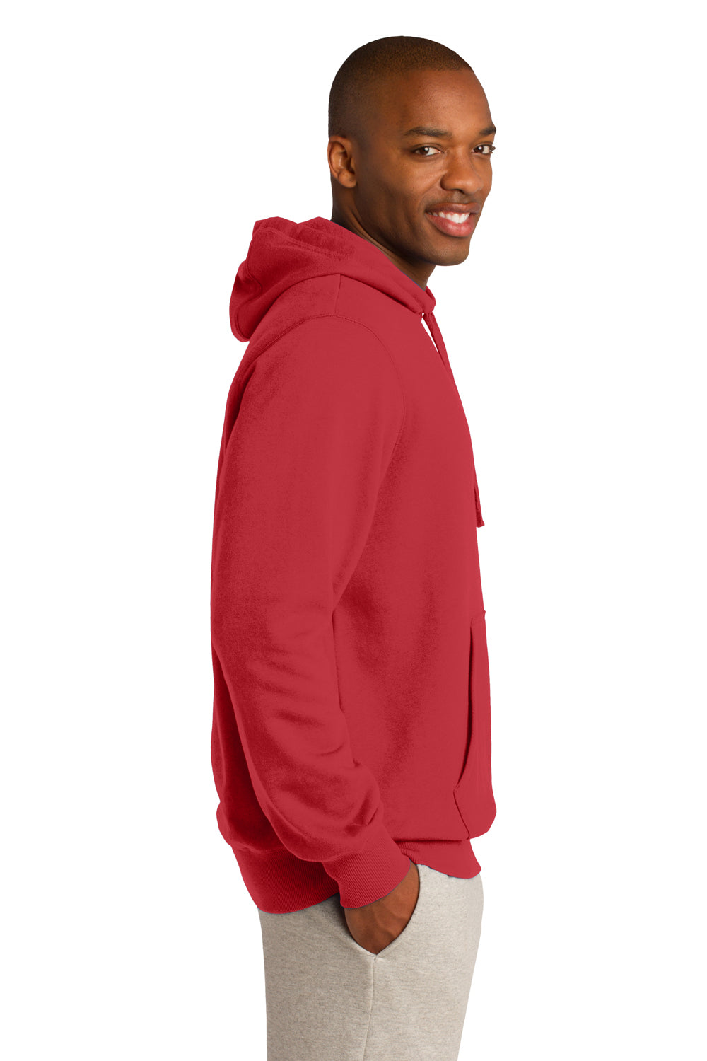 Sport-Tek ST254 Mens Fleece Hooded Sweatshirt Hoodie Red Side