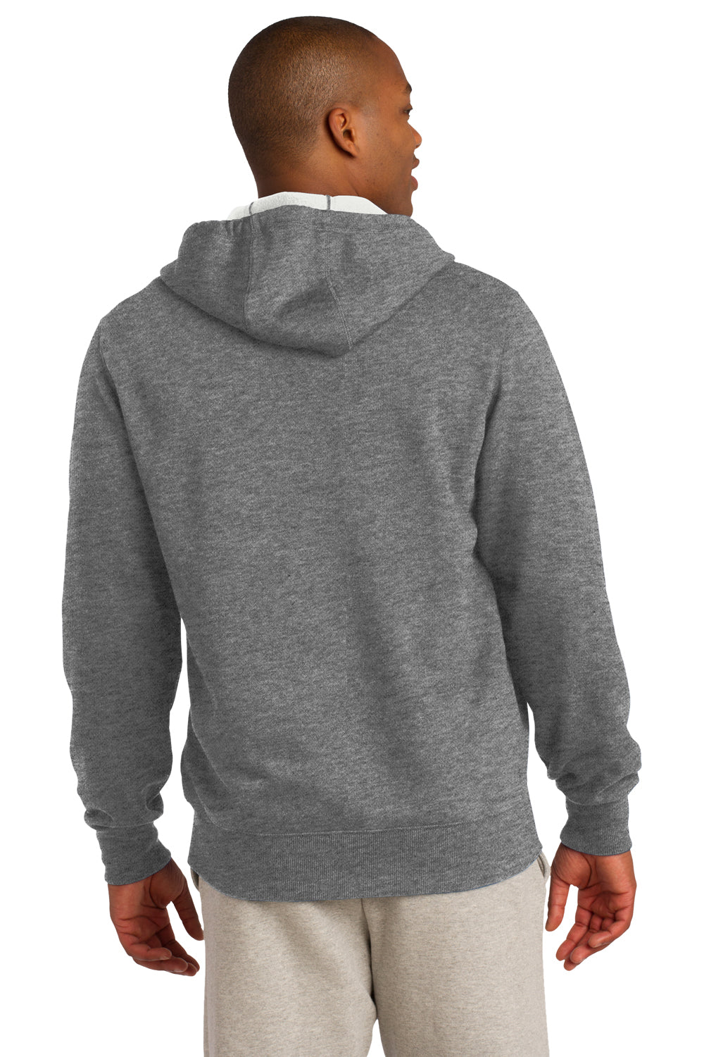 Sport-Tek ST258 Mens Fleece Full Zip Hooded Sweatshirt Hoodie Heather Vintage Grey Back