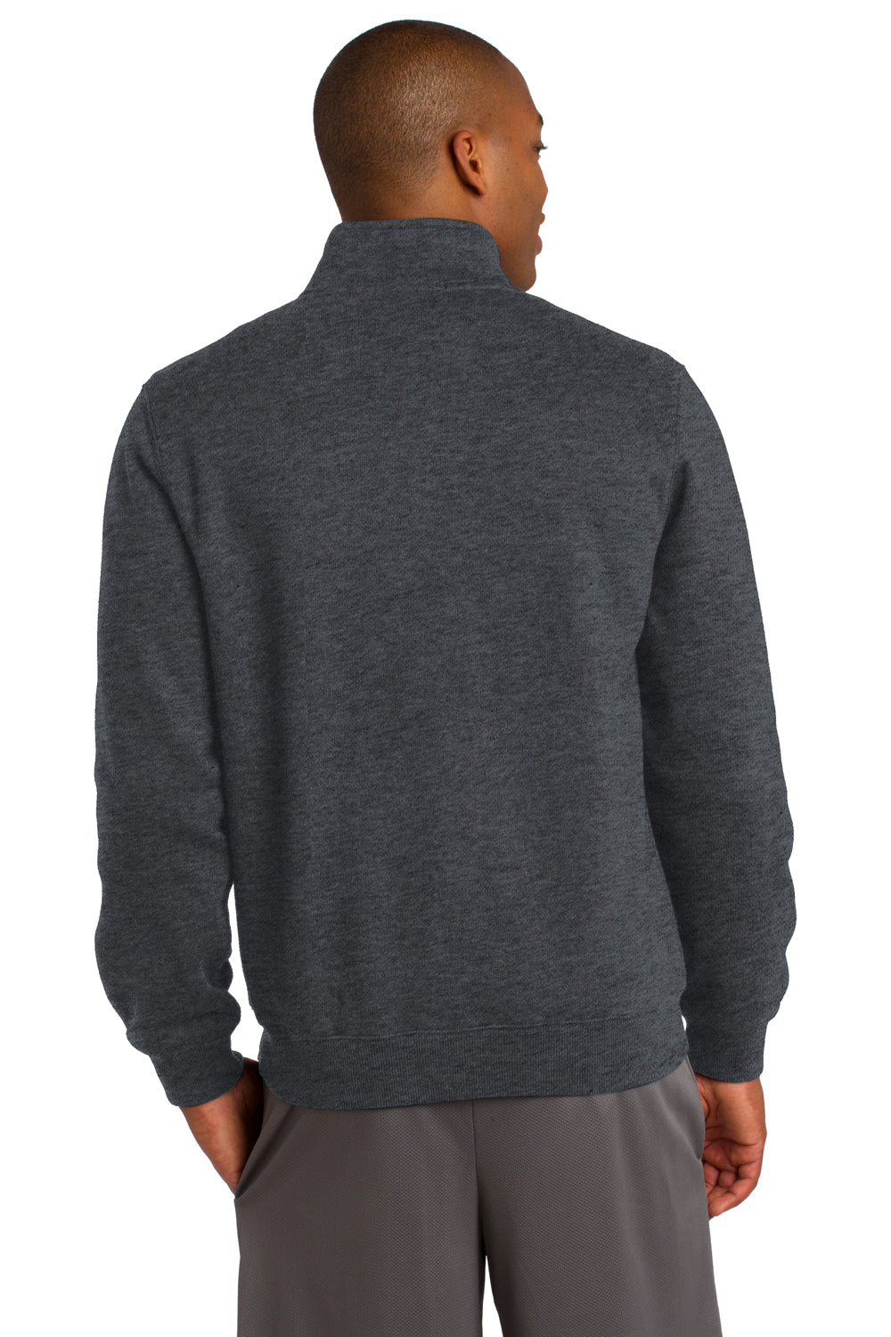 Sport-Tek ST259 Mens Fleece Full Zip Sweatshirt Heather Graphite Grey Back