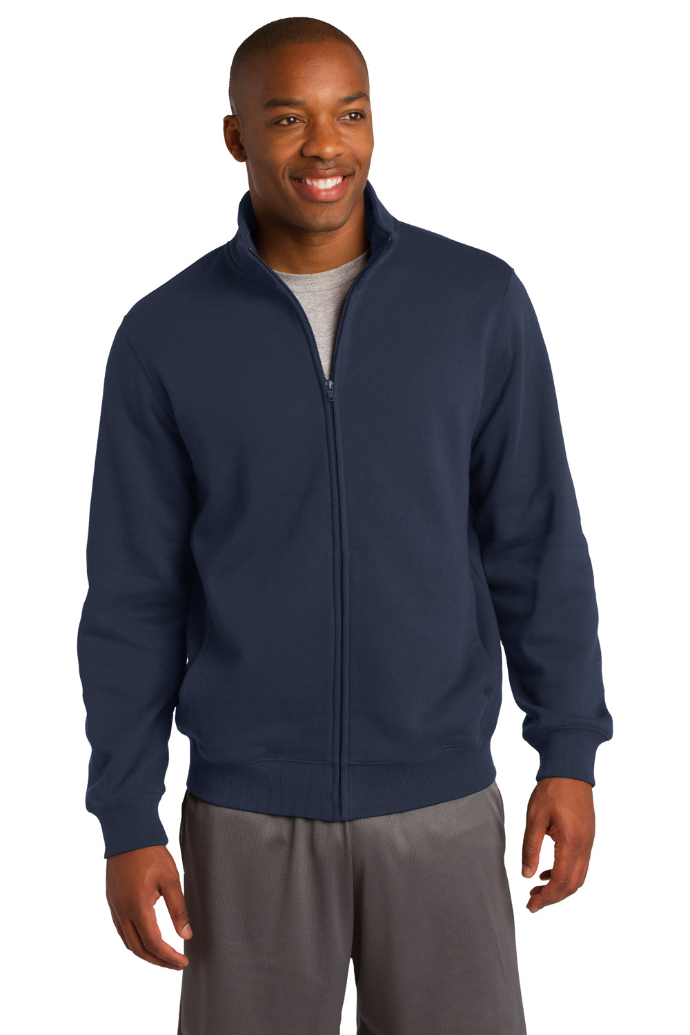 Sport-Tek ST259 Mens Fleece Full Zip Sweatshirt Navy Blue Front