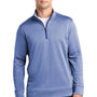 Sport-Tek Mens Heather Sport-Wick Moisture Wicking Fleece 1/4 Zip Sweatshirt - Heather True Royal Blue