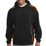 Sport-Tek Mens Shrink Resistant Fleece Hooded Sweatshirt Hoodie - Black/Deep Orange - Closeout
