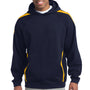 Sport-Tek Mens Shrink Resistant Fleece Hooded Sweatshirt Hoodie - True Navy Blue/Gold - Closeout