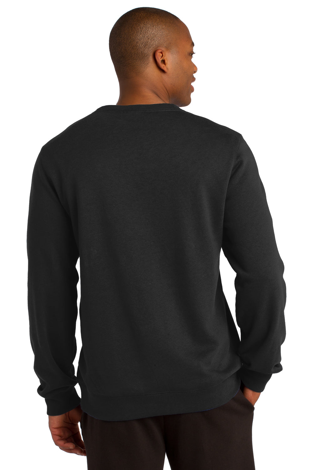 Sport-Tek ST266 Mens Fleece Crewneck Sweatshirt Black Back