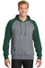 Sport-Tek ST267 Mens Fleece Hooded Sweatshirt Hoodie Heather Vintage Grey/Forest Green Front