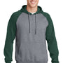 Sport-Tek Mens Shrink Resistant Fleece Hooded Sweatshirt Hoodie - Heather Vintage Grey/Forest Green