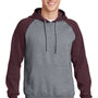 Sport-Tek Mens Shrink Resistant Fleece Hooded Sweatshirt Hoodie - Heather Vintage Grey/Maroon