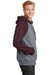 Sport-Tek ST267 Mens Fleece Hooded Sweatshirt Hoodie Heather Vintage Grey/Maroon Side