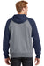 Sport-Tek ST267 Mens Fleece Hooded Sweatshirt Hoodie Heather Vintage Grey/Navy Blue Back