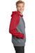 Sport-Tek ST267 Mens Fleece Hooded Sweatshirt Hoodie Heather Vintage Grey/Red Side