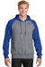 Sport-Tek ST267 Mens Fleece Hooded Sweatshirt Hoodie Heather Vintage Grey/Royal Blue Front