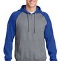 Sport-Tek Mens Shrink Resistant Fleece Hooded Sweatshirt Hoodie - Heather Vintage Grey/True Royal Blue