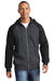 Sport-Tek ST269 Mens Fleece Full Zip Hooded Sweatshirt Hoodie Heather Graphite Grey/Black Front