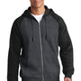 Sport-Tek Mens Shrink Resistant Fleece Full Zip Hooded Sweatshirt Hoodie - Heather Graphite Grey/Black