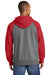 Sport-Tek ST269 Mens Fleece Full Zip Hooded Sweatshirt Hoodie Heather Vintage Grey/Red Back