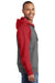 Sport-Tek ST269 Mens Fleece Full Zip Hooded Sweatshirt Hoodie Heather Vintage Grey/Red Side