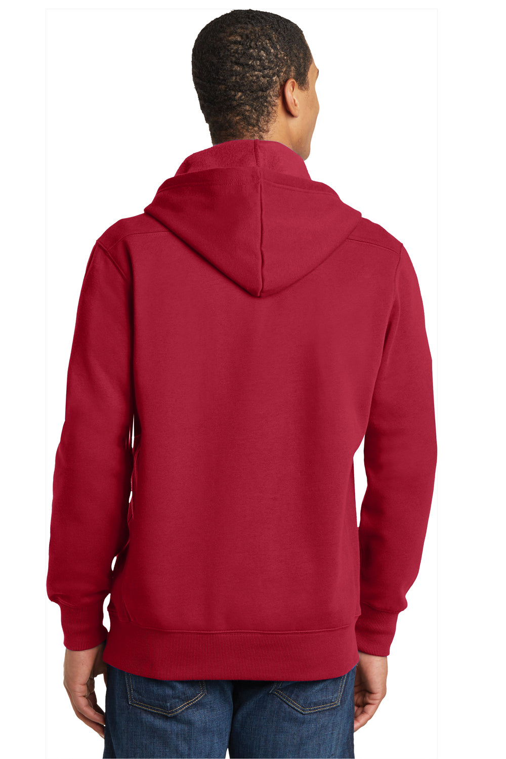 Sport-Tek ST271 Mens Lace Up Fleece Hooded Sweatshirt Hoodie Red Back
