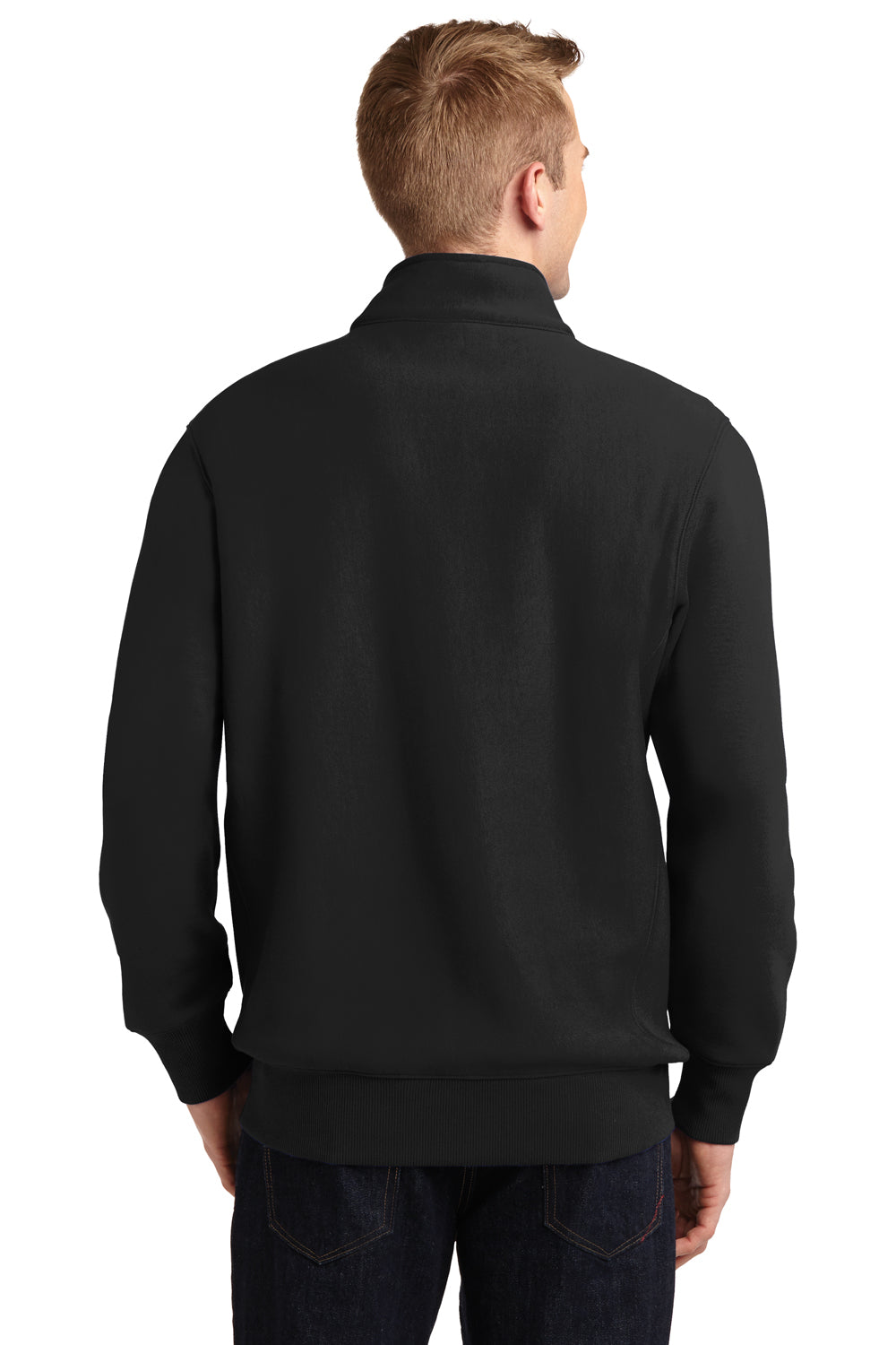 Sport-Tek ST283 Mens Fleece 1/4 Zip Sweatshirt Black Back
