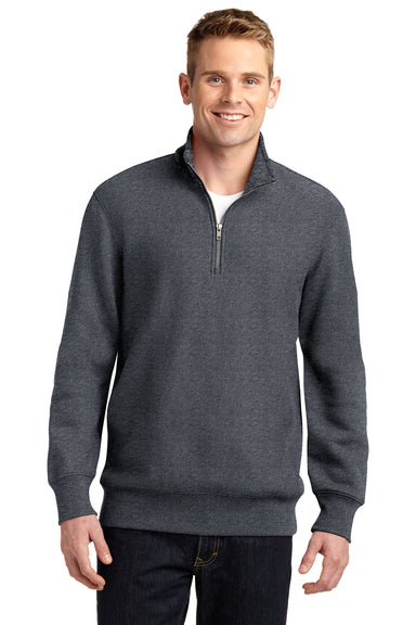 Sport-Tek ST283 Mens Fleece 1/4 Zip Sweatshirt Heather Graphite Grey Front