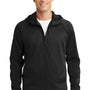 Sport-Tek Mens Rival Tech Moisture Wicking Fleece Full Zip Hooded Sweatshirt Hoodie - Black - Closeout
