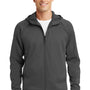 Sport-Tek Mens Rival Tech Moisture Wicking Fleece Full Zip Hooded Sweatshirt Hoodie - Iron Grey - Closeout