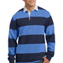 Sport-Tek Mens Classic Rugby Long Sleeve Polo Shirt - True Navy Blue/Carolina Blue - Closeout
