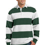 Sport-Tek Mens Classic Rugby Long Sleeve Polo Shirt - Forest Green/White