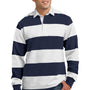 Sport-Tek Mens Classic Rugby Long Sleeve Polo Shirt - True Navy Blue/White