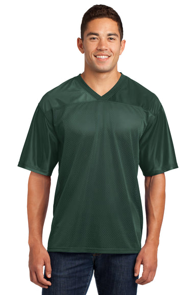Sport-Tek ST307 Mens Short Sleeve V-Neck T-Shirt Forest Green Front