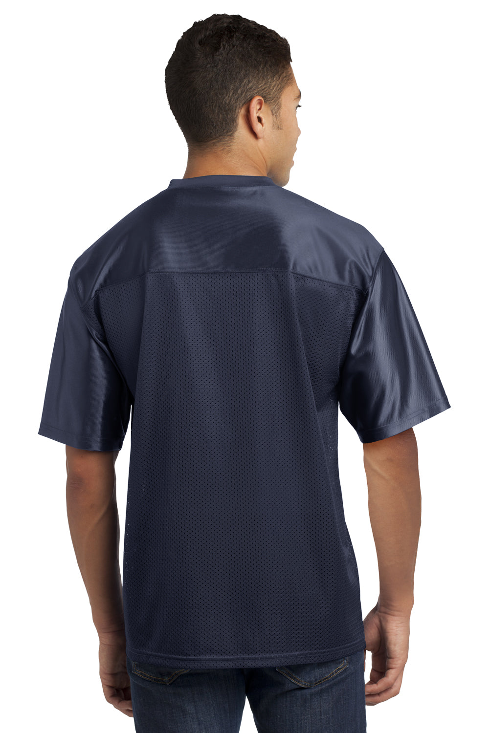 Sport-Tek ST307 Mens Short Sleeve V-Neck T-Shirt Navy Blue Back