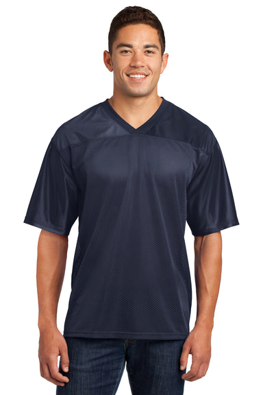 Sport-Tek ST307 Mens Short Sleeve V-Neck T-Shirt Navy Blue Front