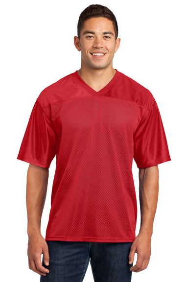 Sport-Tek ST307 Mens Short Sleeve V-Neck T-Shirt Red Front