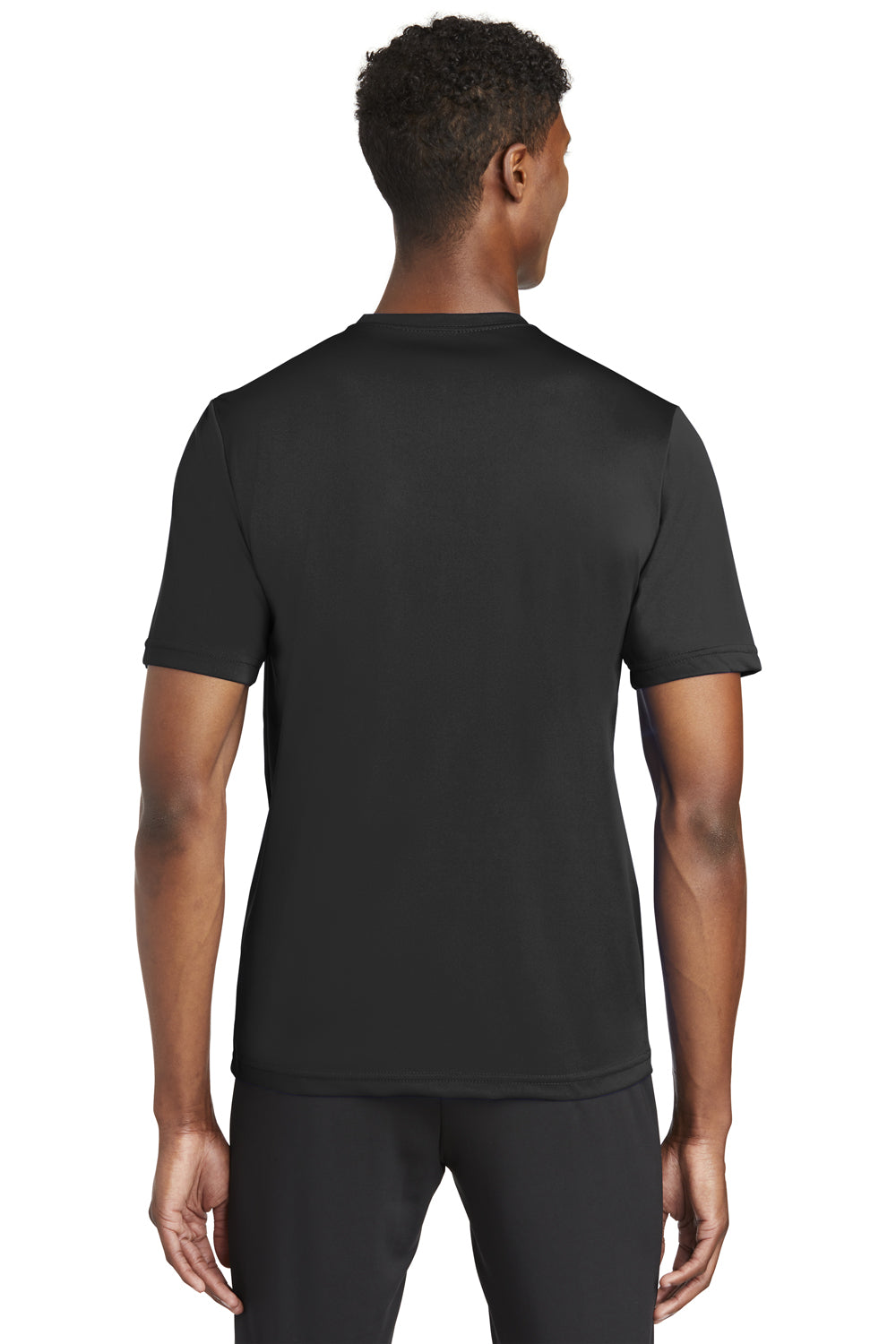 Sport-Tek ST320 Mens Tough Moisture Wicking Short Sleeve Crewneck T-Shirt Black Back