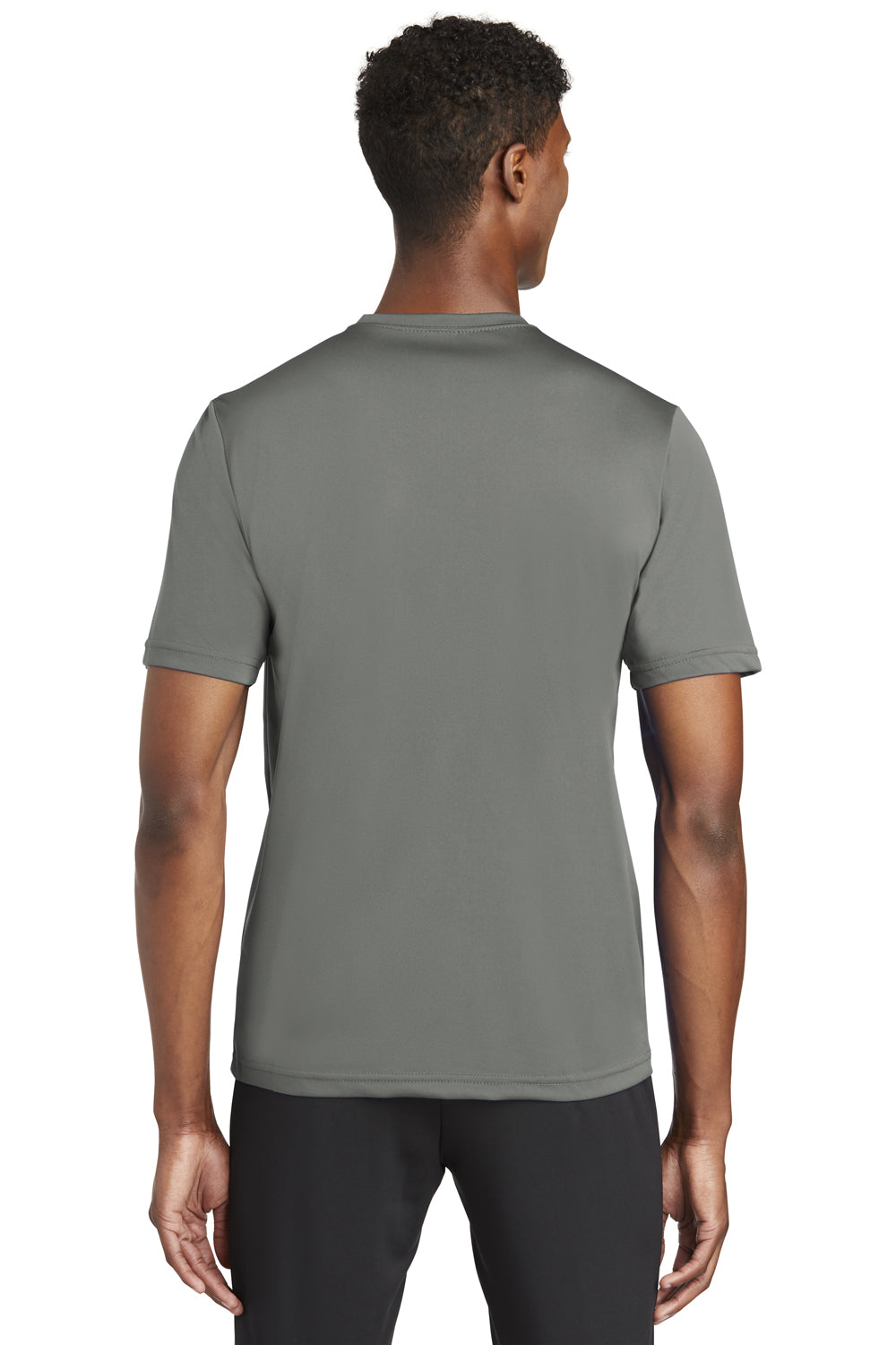 Sport-Tek ST320 Mens Tough Moisture Wicking Short Sleeve Crewneck T-Shirt Dark Grey Back