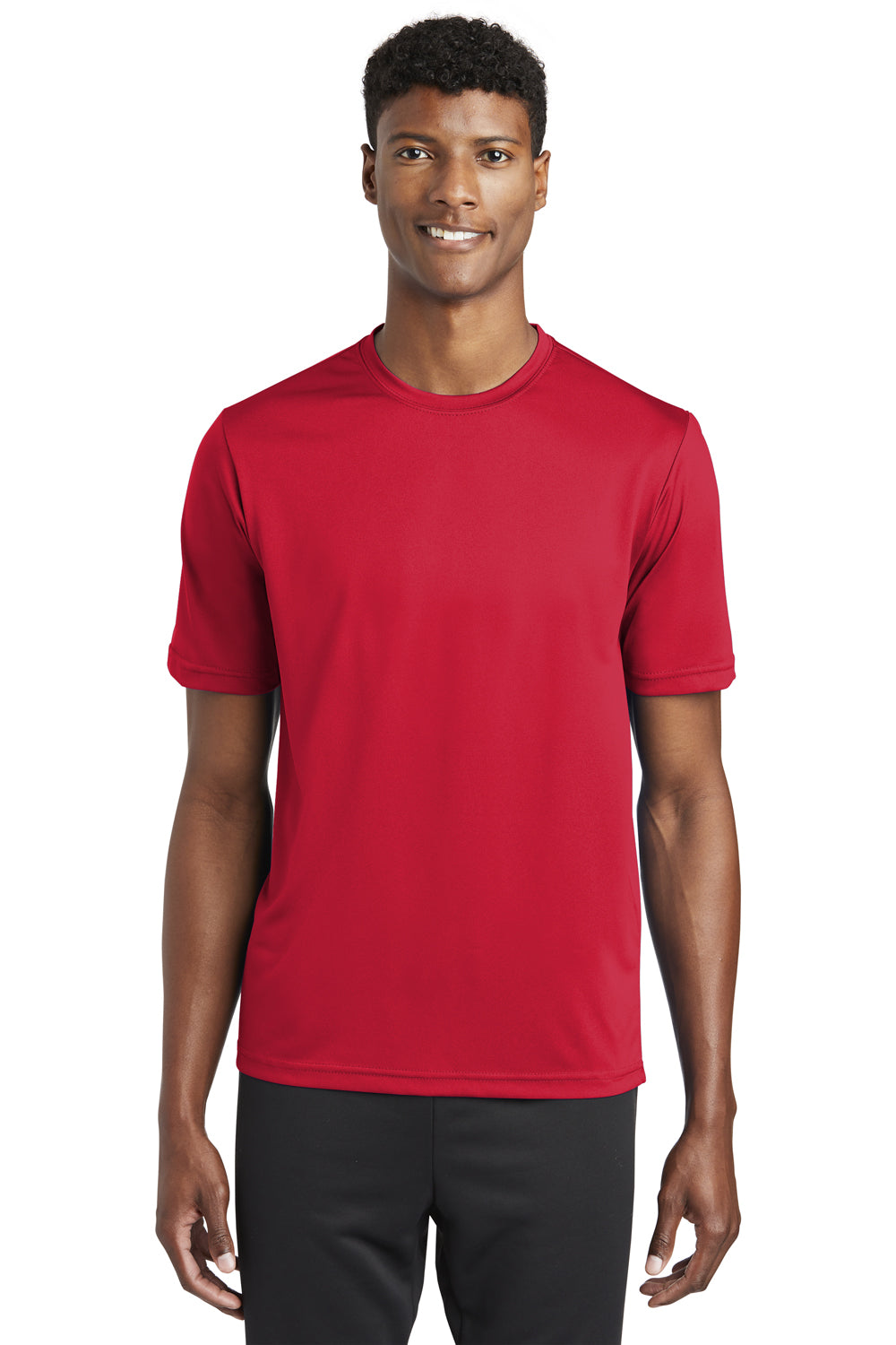 Sport-Tek ST320 Mens Tough Moisture Wicking Short Sleeve Crewneck T-Shirt Red Front