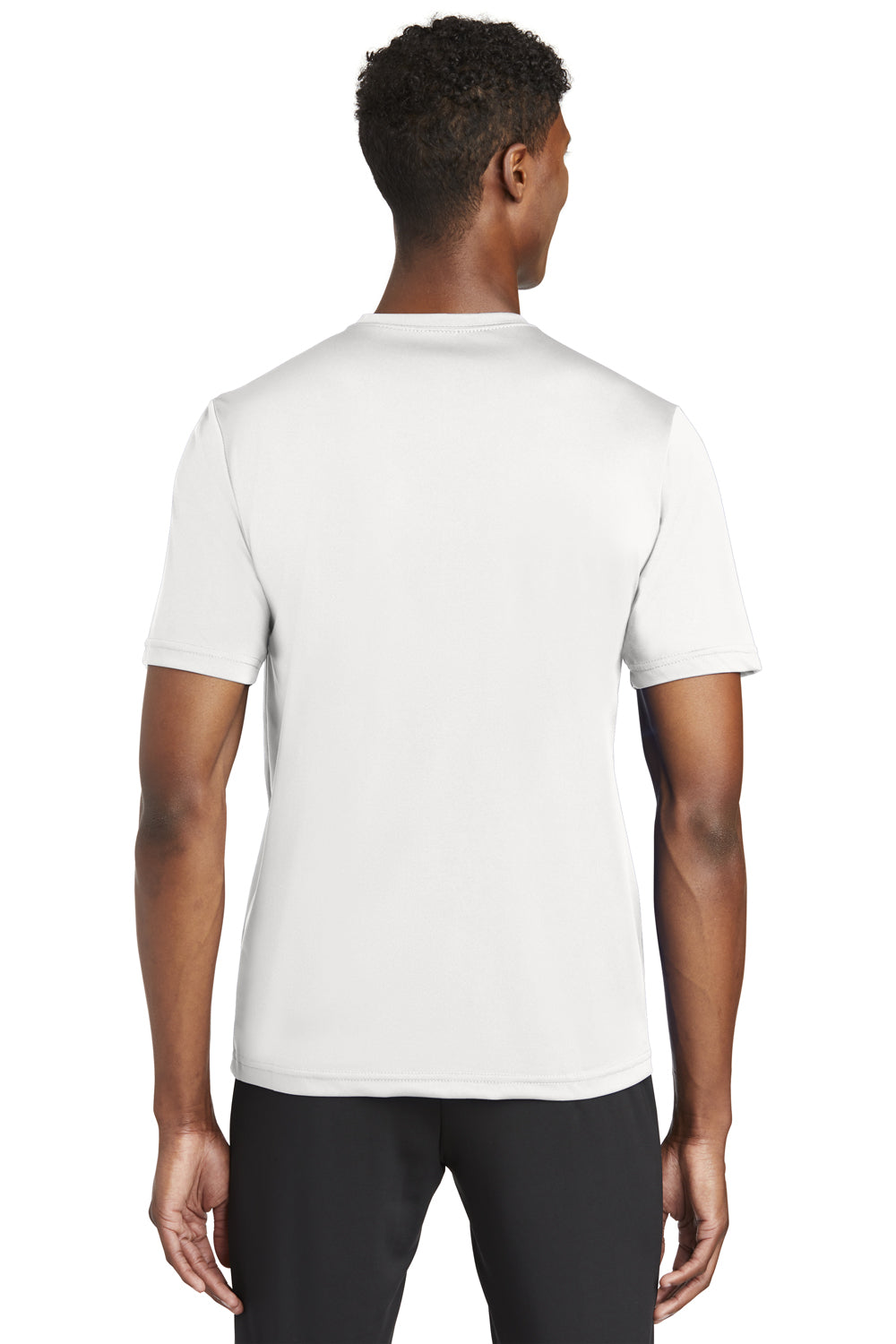 Sport-Tek ST320 Mens Tough Moisture Wicking Short Sleeve Crewneck T-Shirt White Back