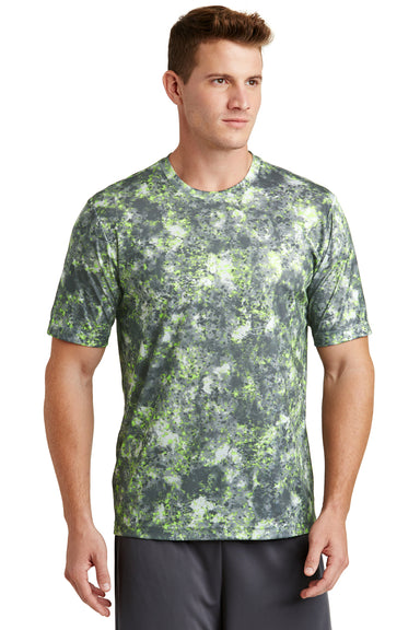 Sport-Tek ST330 Mens Mineral Freeze Moisture Wicking Short Sleeve Crewneck T-Shirt Lime Green Front