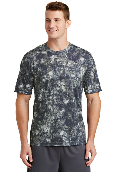 Sport-Tek ST330 Mens Mineral Freeze Moisture Wicking Short Sleeve Crewneck T-Shirt Navy Blue Front