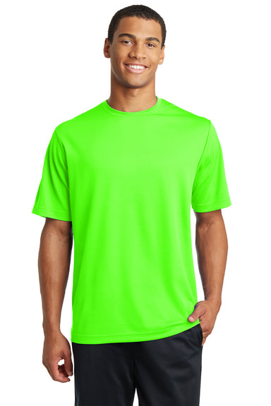 Sport-Tek ST340 Mens RacerMesh Moisture Wicking Short Sleeve Crewneck T-Shirt Neon Green Front