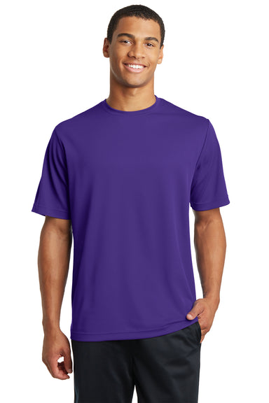 Sport-Tek ST340 Mens RacerMesh Moisture Wicking Short Sleeve Crewneck T-Shirt Purple Front