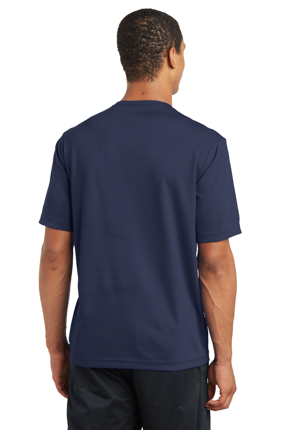 Sport-Tek ST340 Mens RacerMesh Moisture Wicking Short Sleeve Crewneck T-Shirt Navy Blue Back