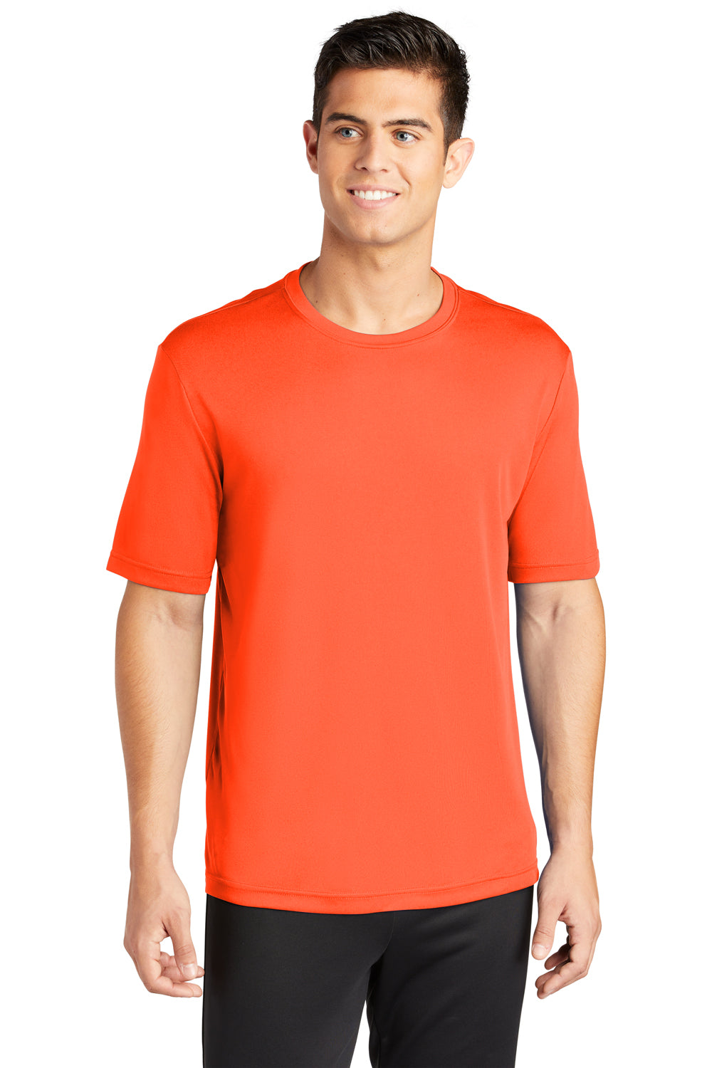 Sport-Tek ST350 Mens Competitor Moisture Wicking Short Sleeve Crewneck T-Shirt Neon Orange Front