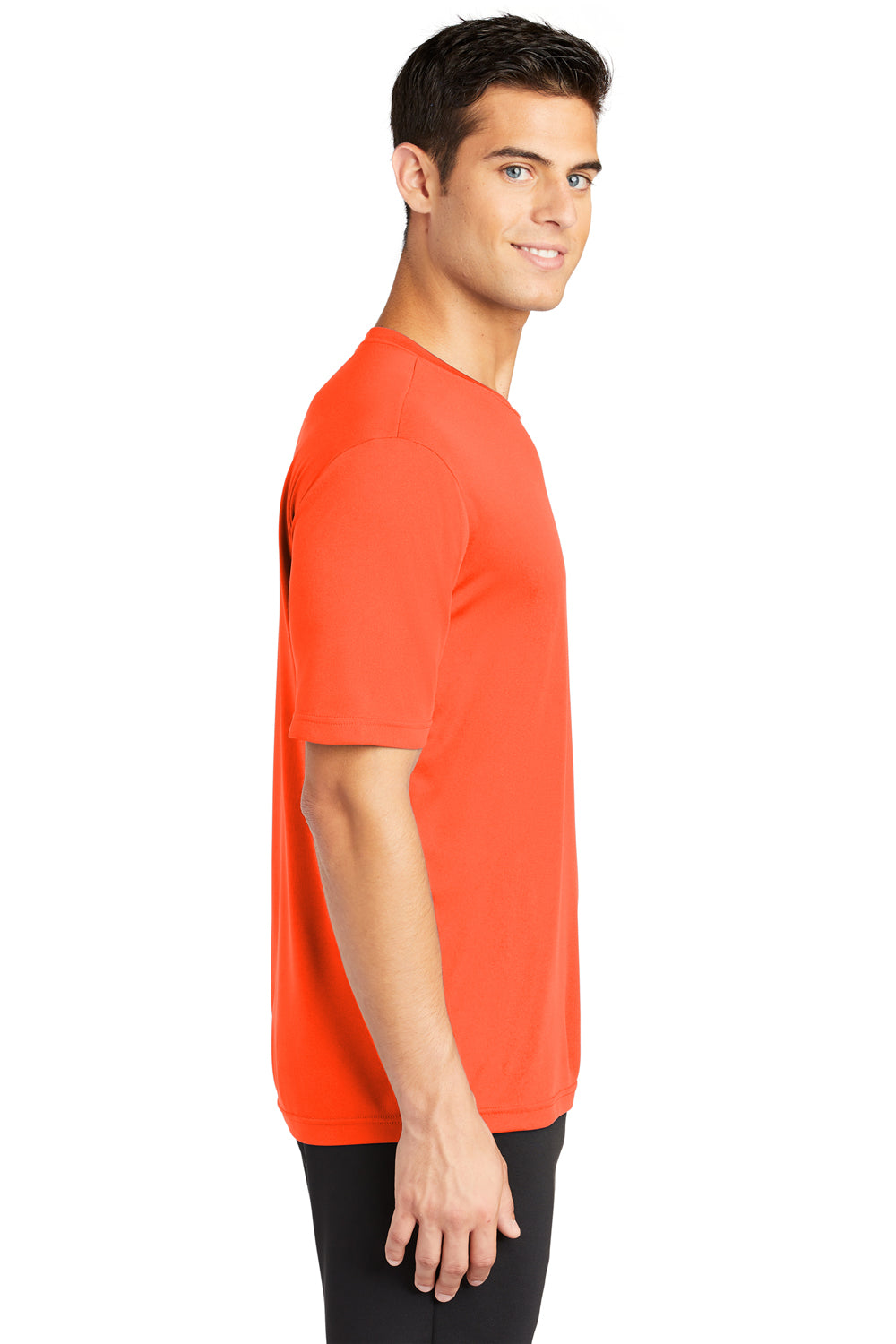 Sport-Tek ST350 Mens Competitor Moisture Wicking Short Sleeve Crewneck T-Shirt Neon Orange Side