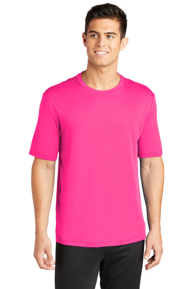 Sport-Tek ST350 Mens Competitor Moisture Wicking Short Sleeve Crewneck T-Shirt Neon Pink Front