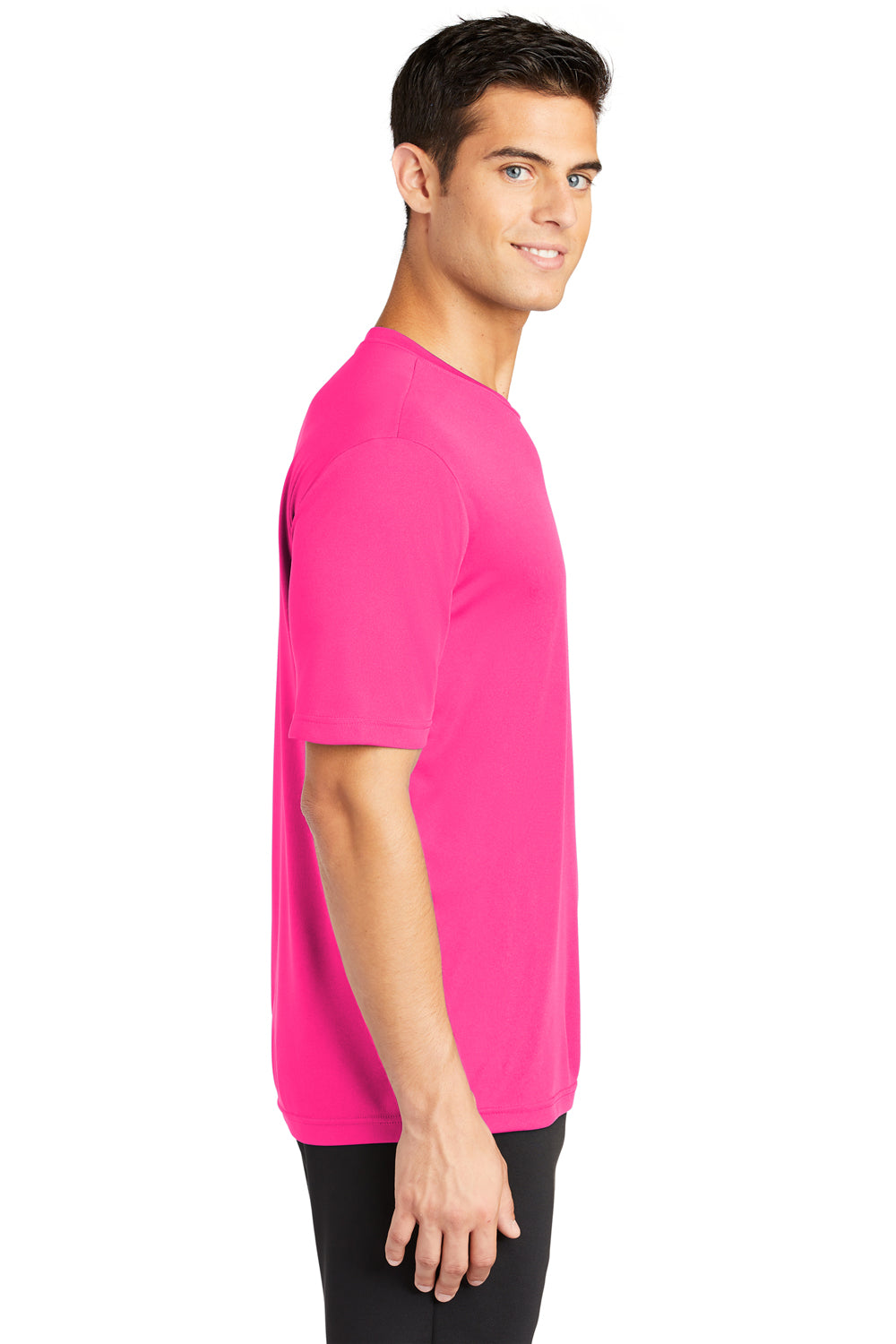Sport-Tek ST350 Mens Competitor Moisture Wicking Short Sleeve Crewneck T-Shirt Neon Pink Side